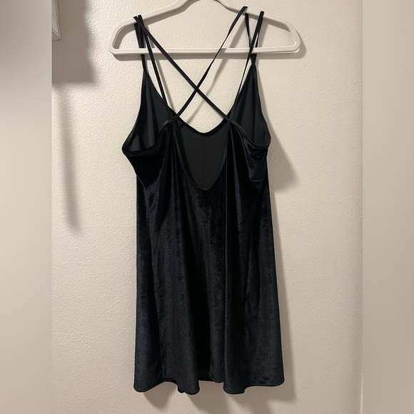 Dentelle velvet cross back strappy chemise dress vintage scoop neck open back LG - Picture 10 of 15